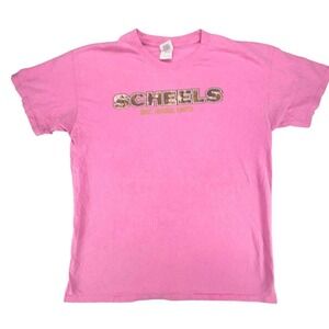 Scheels Pink T Shirt Gear Passion Sports Graphic Tee Short Sleeve Cotton Blend L
